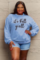 Simply Love Full Size IT'S FALL Y'ALL Graphic Sweatshirt Pastel Blue