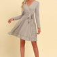 Long Sleeve Tie Waist Ruffle Hem Dress