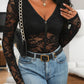 Perfee Lace V-Neck Long Sleeve Bodysuit