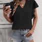 Ruffled V-Neck Short Sleeve Blouse