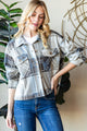 Reborn J Plaid Button Up Long Sleeve Shacket DENIM