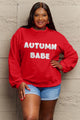 Simply Love Full Size AUTUMN BABE Graphic Sweatshirt Deep Red