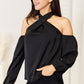 Perfee Grecian Cold Shoulder Long Sleeve Blouse