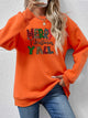 Letter Graphic Round Neck Long Sleeve Sweatshirt Pumpkin