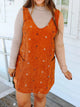 Floral Corduroy Overall Dress Terracotta