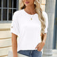 Round Neck Buttoned Short Sleeve T-Shirt