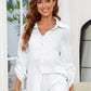 Button Up Long Sleeve Top and Shorts Set