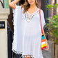 Tassel Cutout Half Sleeve Cover-Up