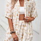 Printed Button Up Shirt and Shorts Set