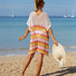 Cutout Striped Cover-Up with Tassel