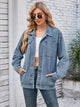 Pocketd Button Up Detachable Hooded Denim Jacket Dusty Blue