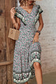 Ditsy Floral Ruffled Plunge Dress Floral