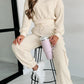 Waffle-knit Top and Drawstring Joggers Set