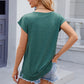 Pocketed Heathered Cap Sleeve T-Shirt