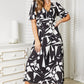 Printed Surplice Balloon Sleeve Dress