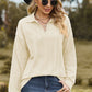 Johnny Collar Dropped Shoulder Blouse