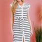 Striped Button Front Tie Waist Dress