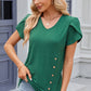 Decorative Button V-Neck Short Sleeve T-Shirt