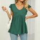 V-Neck Flutter Sleeve Babydoll Blouse