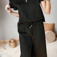 Ruffled Quarter Zip Top and Drawstring Pants Set