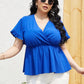 Plus Size Surplice Neck Babydoll Blouse