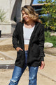 Full Size Teddy Hooded Jacket with Pockets Black