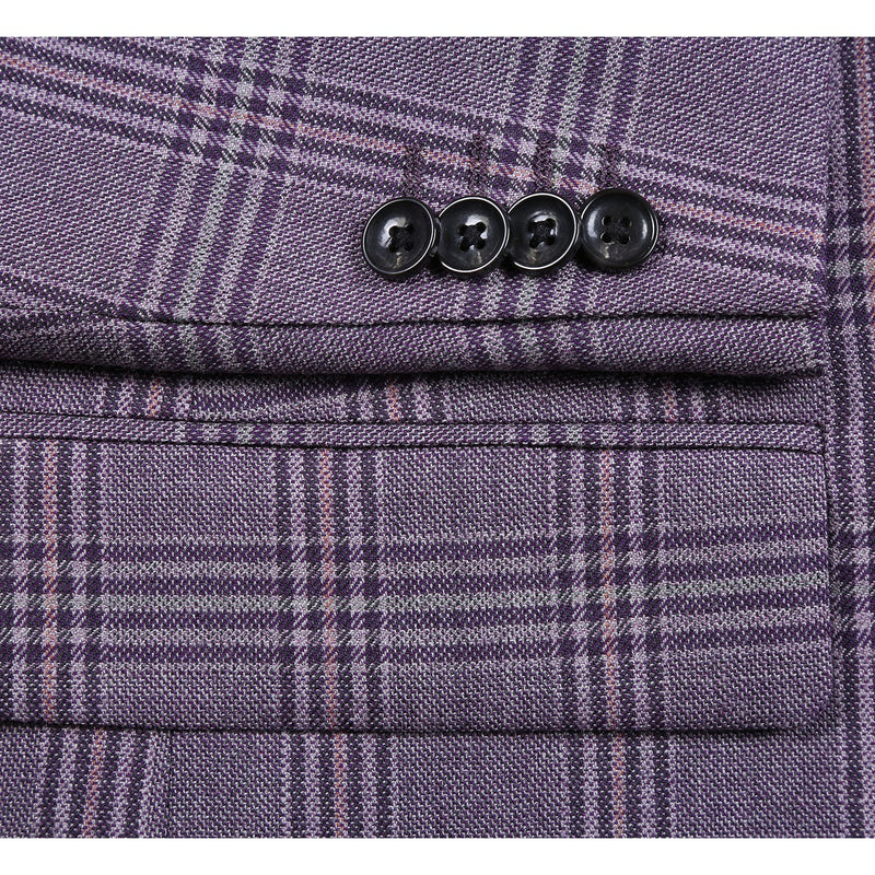 567-2 Men's New Slim Fit Wool Blazer PURPLE L48 New Slim Fit