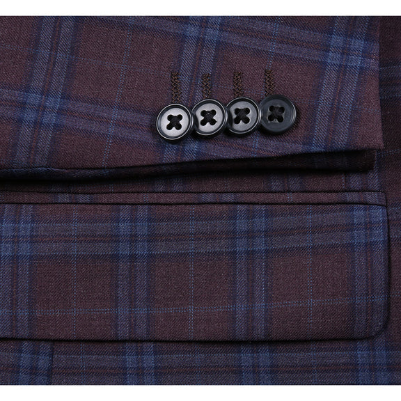 567-9 Men's Classic Fit Wool Blazer PURPLE L48 Classic Fit
