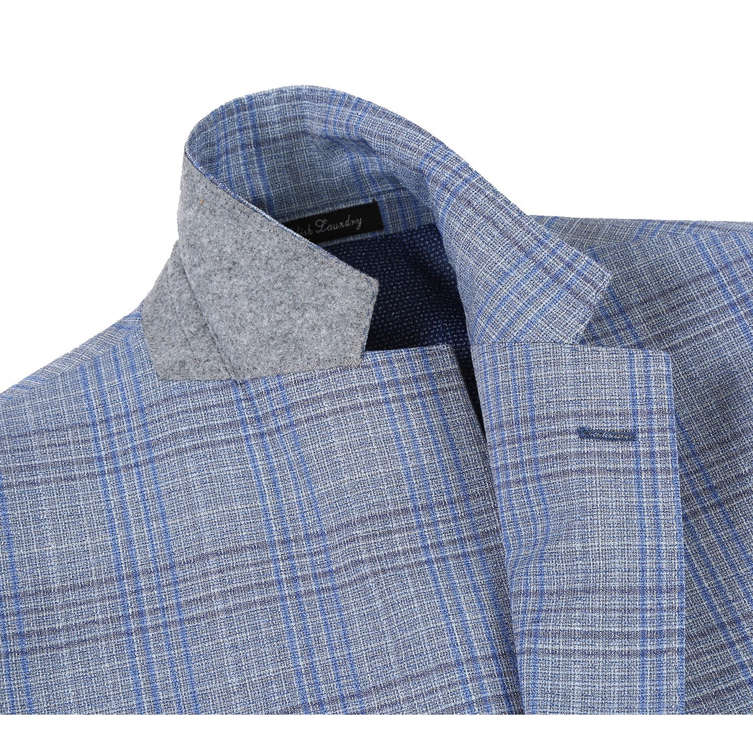 EL72-68-401 Light Gray with Blue Check Wool Suit