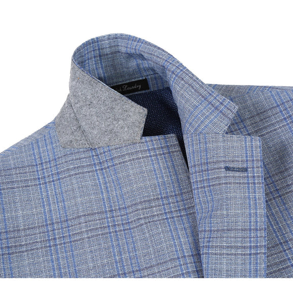 EL72-68-401 Light Gray with Blue Check Wool Suit