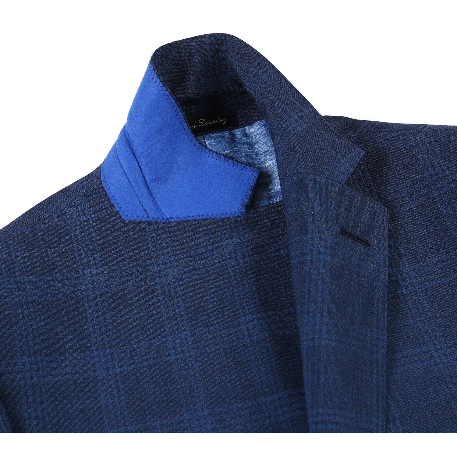 EL72-50-412 Airforce Blue Plaid Wool Suit