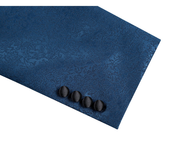 290-4 Men's Slim Fit Peak Lapel Tuxedo Blazer With Embroidered Pattern