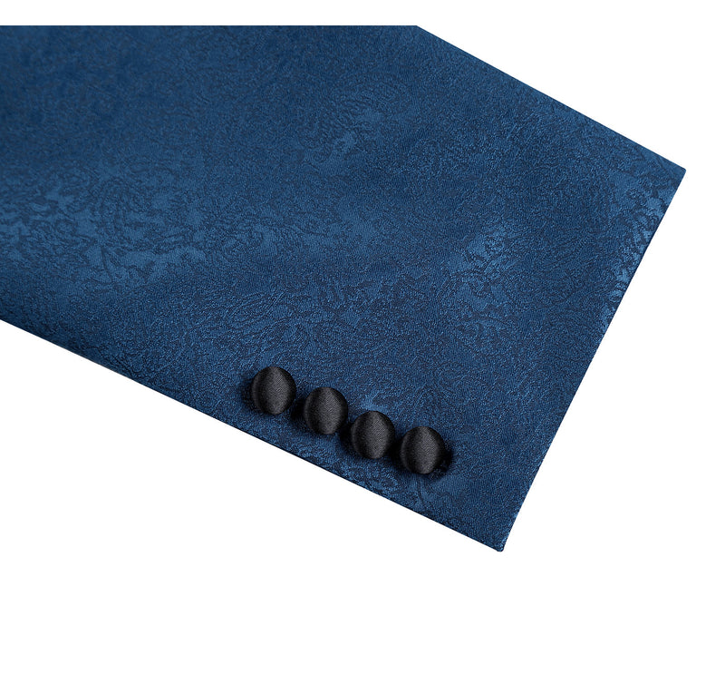 290-4 Men's Slim Fit Peak Lapel Tuxedo Blazer With Embroidered Pattern