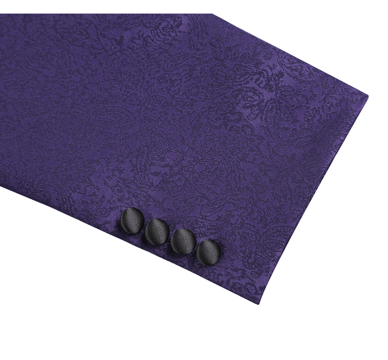 290-3 Men's Slim Fit Peak Lapel Tuxedo Blazer With Embroidered Pattern