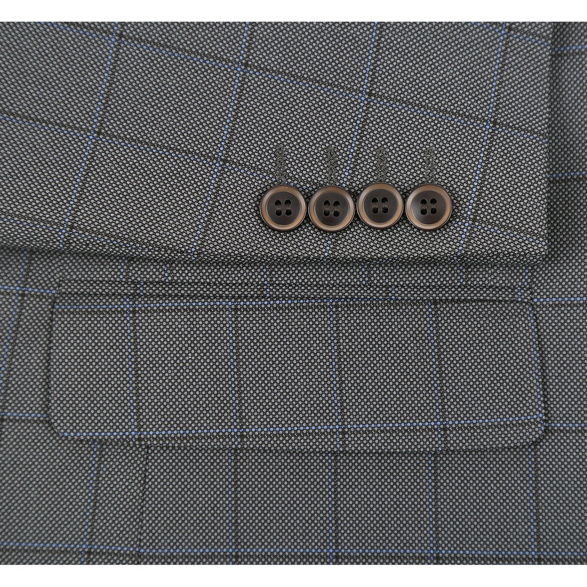 292-2 Men's Two Piece Classic Fit Windowpane Check Dress Suit