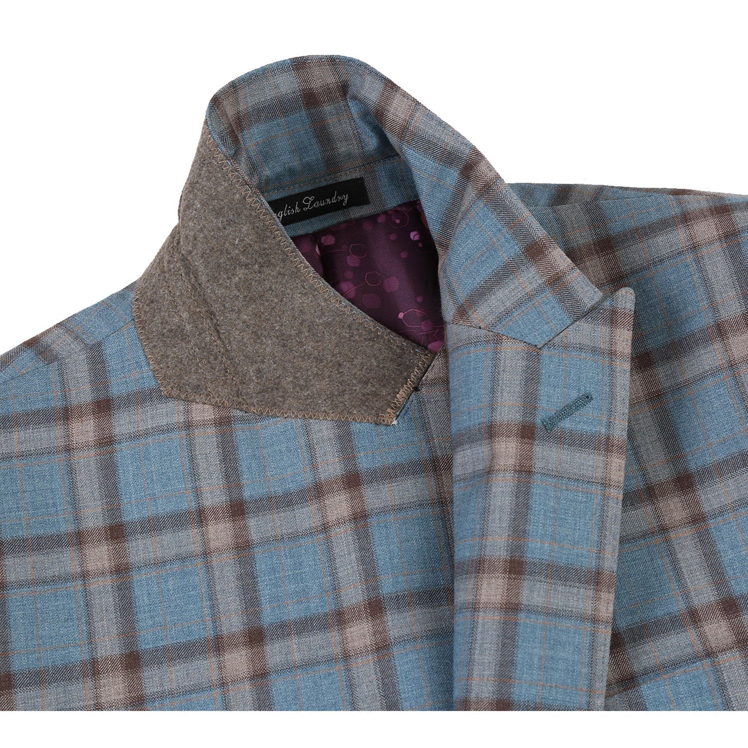 EL72-57-470 Light Gray with Bronze Stereoscopic-Grid Wool Suit