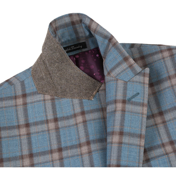 EL72-57-470 Light Gray with Bronze Stereoscopic-Grid Wool Suit