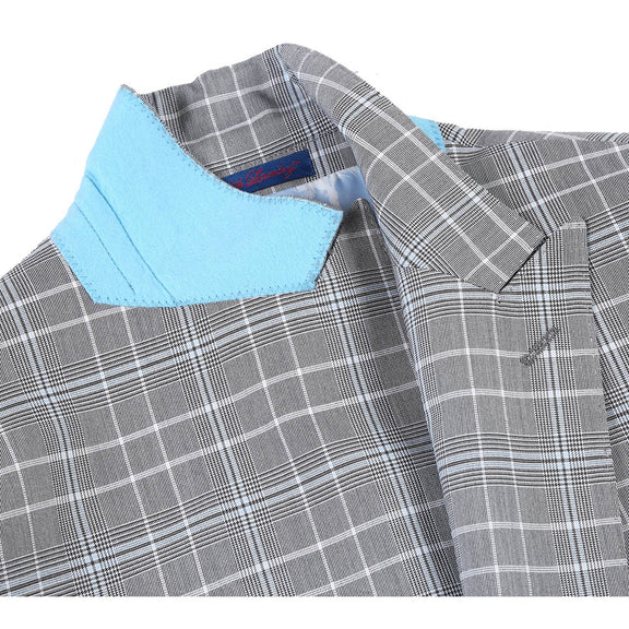 82-60-092EL White Smoke Plaid Suit