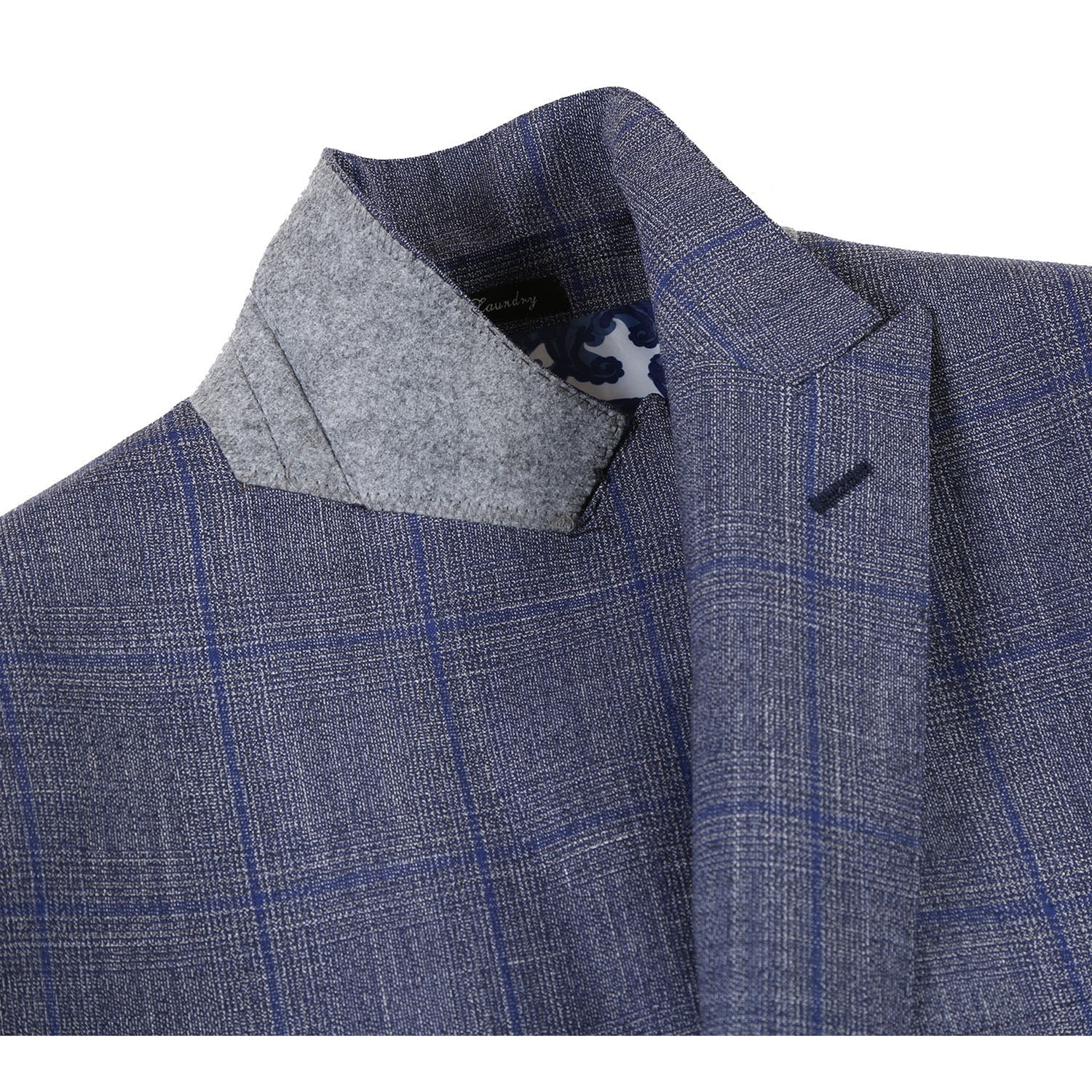 EL72-52-400 Gray with Blue Windowpane Wool Suit