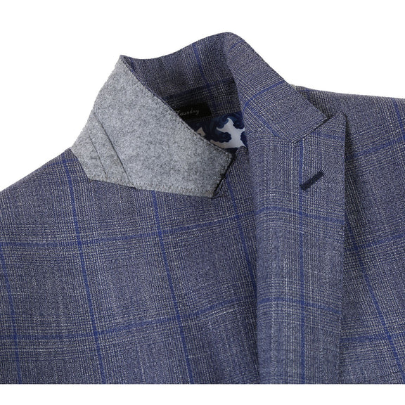 EL72-52-400 Gray with Blue Windowpane Wool Suit