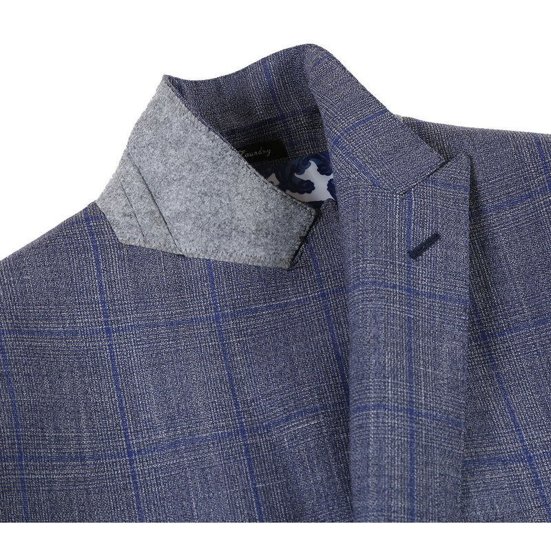 EL72-52-400 Gray with Blue Windowpane Wool Suit