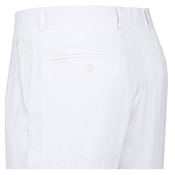 601-20 Men's Notch Lapels White Solid Linen Suits