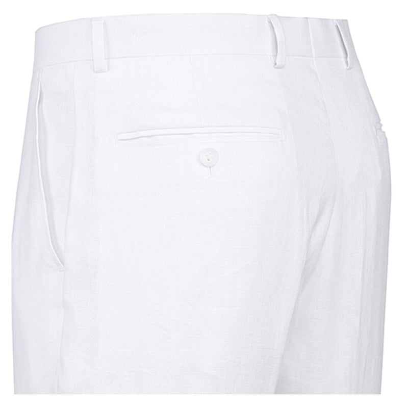 601-20 Men's Notch Lapels White Solid Linen Suits