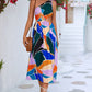 Printed Cutout One-Shoulder Sleeveless Dress