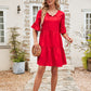 Ruffle Trim Tie Neck Flounce Sleeve Tiered Dress