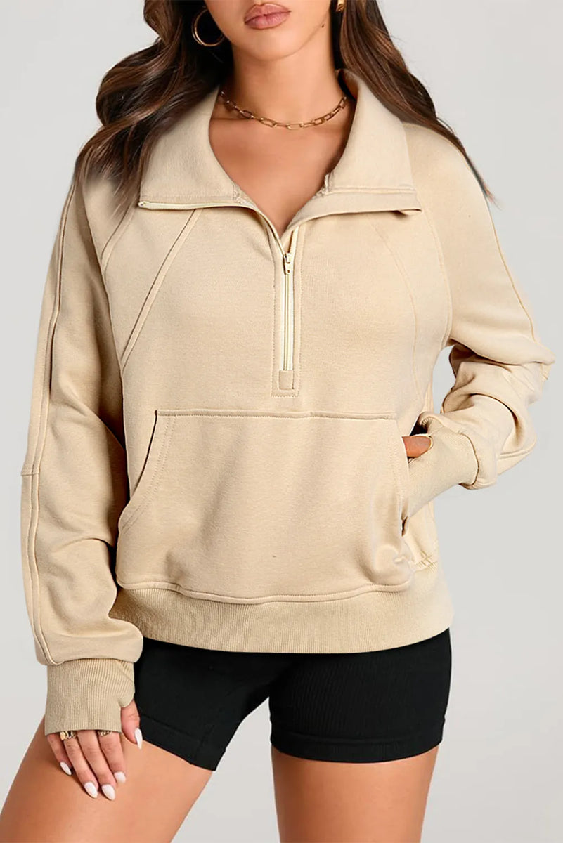 Half Zip Long Sleeve Sweatshirt Dust Storm