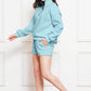 Half Zip Long Sleeve Sweatshirt and Drawstring Shorts Set