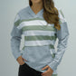 Shiny Full Size Striped Long Sleeve Hoodie