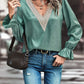 V-Neck Flounce Sleeve Blouse