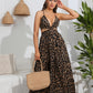 Leopard Deep V Tie Back Split Dress